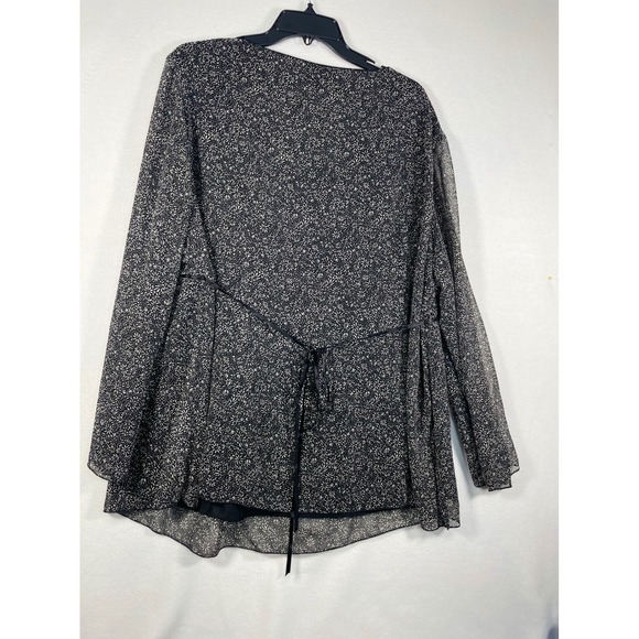 Motherhood Maternity Blouse Floral Print Long Sleeve‎ Sheer Black Top 3X Women - Picture 7 of 11